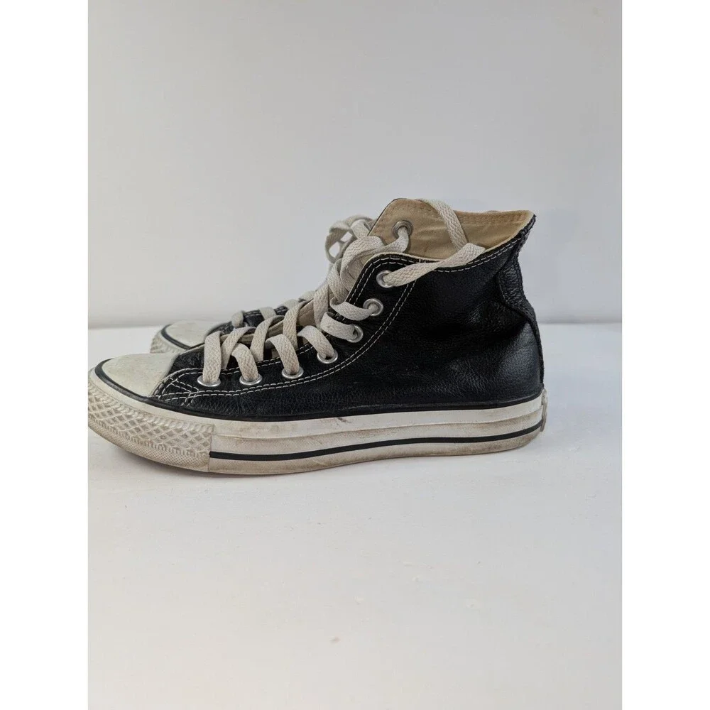 Converse Chuck Taylor All Star Leather High Top Black Men 4 Women 6 - Picture 4 of 13